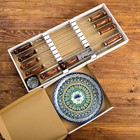 Набор с шампурами подарочный "Шафран", 12 предметов, в деревянной коробке, шампуры 50см - Фото 1