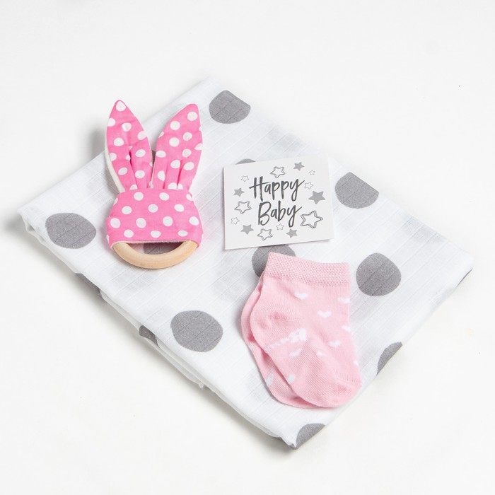 Набор для новорожденного «Крошка Я» Baby, пелёнка муслиновая 75×120 см, носки 8-10 см, аксессуар - Фото 1