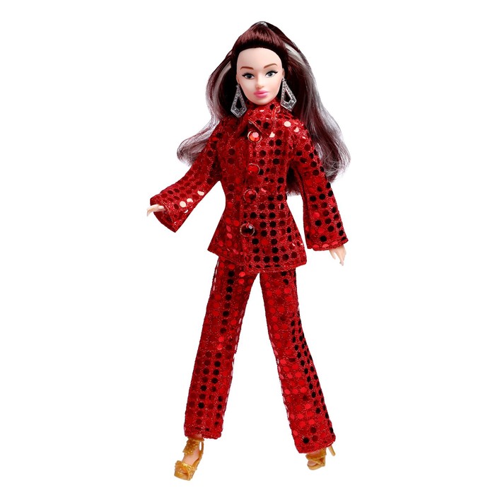 Кукла-модель шарнирная «Ксения - Модный показ» в красном костюме - фото 1908787774