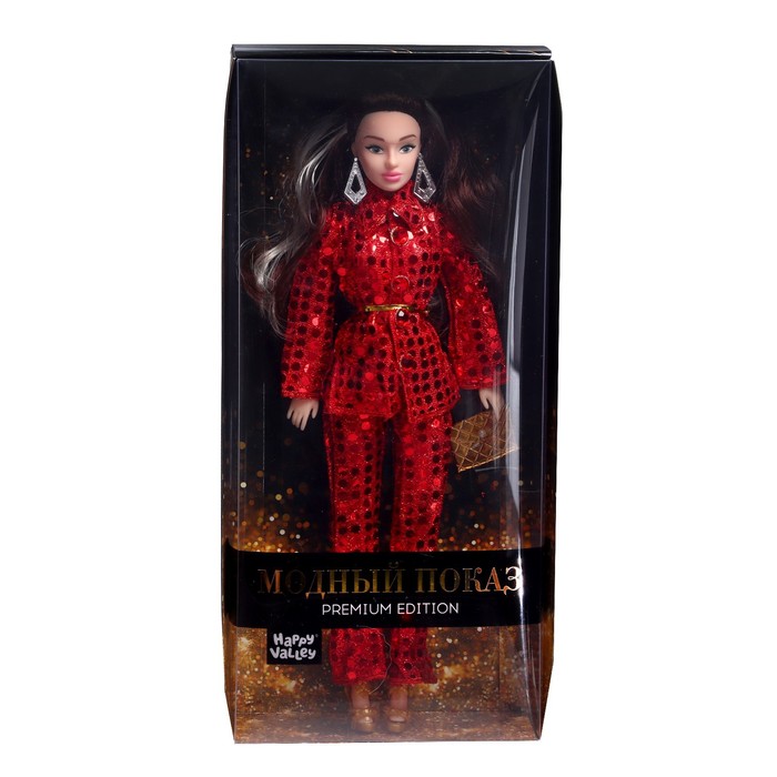 Кукла-модель шарнирная «Ксения - Модный показ» в красном костюме - фото 1908787777