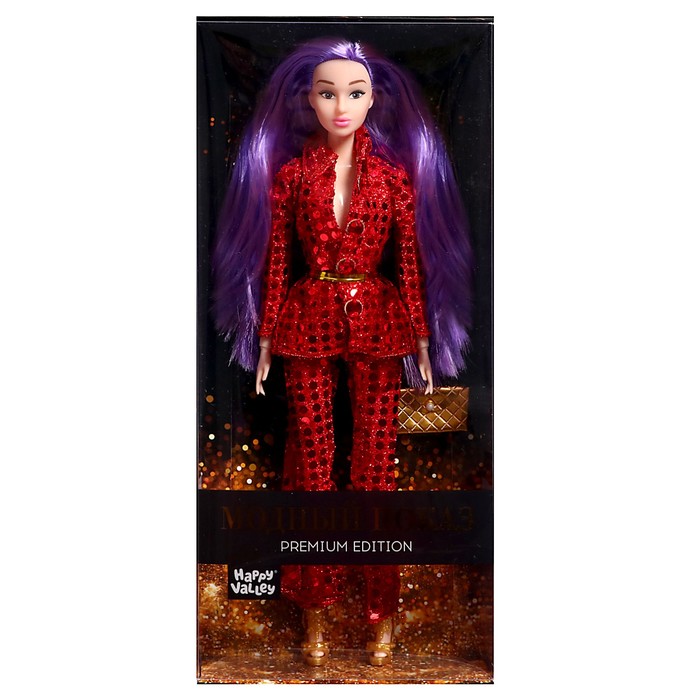 Кукла-модель шарнирная «Ксения - Модный показ» в красном костюме - фото 1908787780