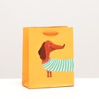 Пакет подарочный "Такса", 11,5 х 14,5 х 6,5 см - Фото 1