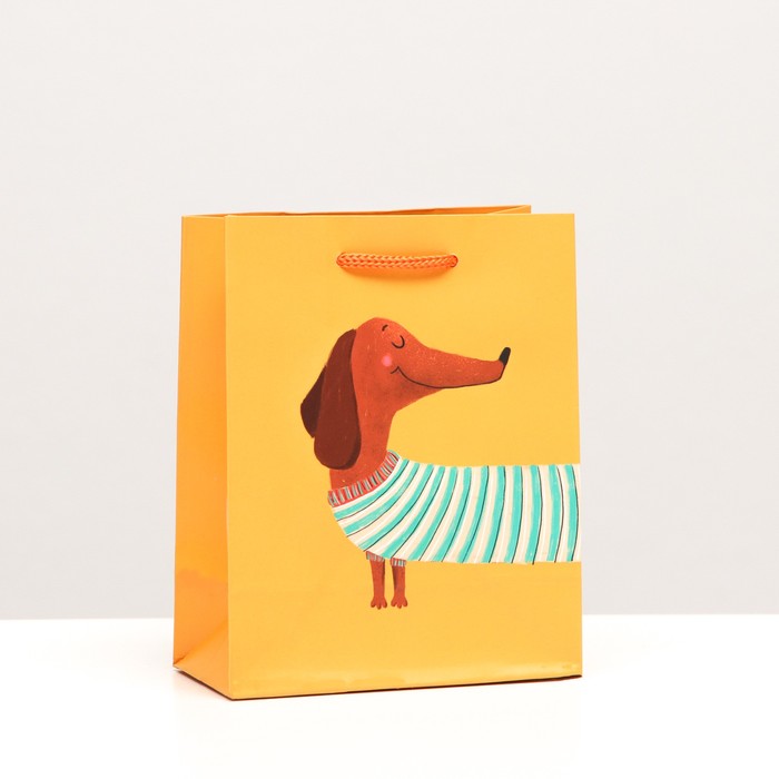 Пакет подарочный "Такса", 11,5 х 14,5 х 6,5 см - Фото 1