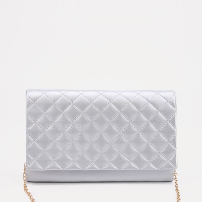 Сумка-клатч, отдел на клапане, цвет серебрянный