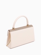 Сумка-клатч женская вечерняя на магните с ручкой, комбинированная, бежевая - Фото 4