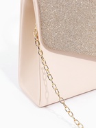 Сумка-клатч женская вечерняя на магните с ручкой, комбинированная, бежевая - Фото 3