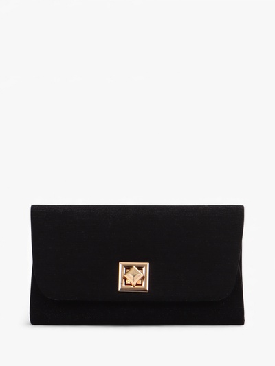 Сумка-клатч женская вечерняя на клапане, на длинной цепочке, однотонная, чёрная