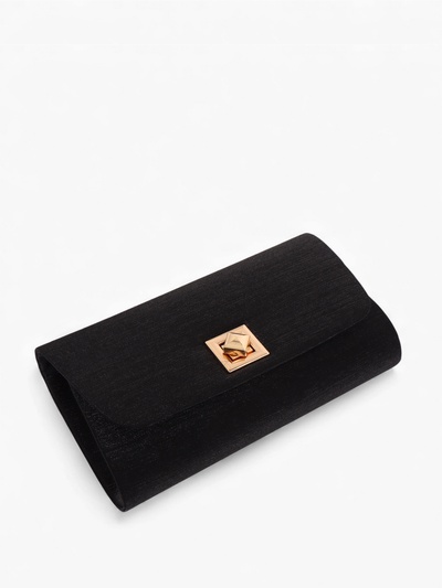 Сумка-клатч женская вечерняя на клапане, на длинной цепочке, однотонная, чёрная