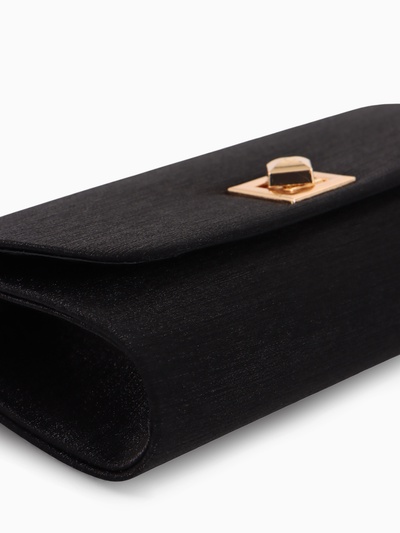 Сумка-клатч женская вечерняя на клапане, на длинной цепочке, однотонная, чёрная