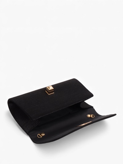 Сумка-клатч женская вечерняя на клапане, на длинной цепочке, однотонная, чёрная