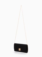 Сумка-клатч женская вечерняя на клапане, на длинной цепочке, однотонная, чёрная - Фото 9