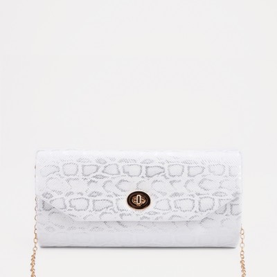 Сумка-клатч на клапане, цвет серебрянный