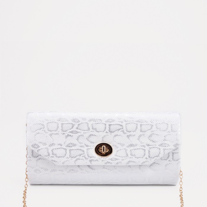 Сумка-клатч на клапане, цвет серебрянный - Фото 1