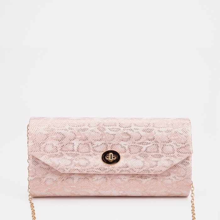Сумка-клатч на клапане, цвет пудровый - Фото 1