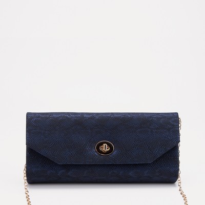 Сумка-клатч, отдел на клапане, цвет тёмно-синий