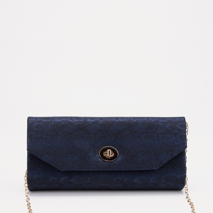 Сумка-клатч, отдел на клапане, цвет тёмно-синий - Фото 1
