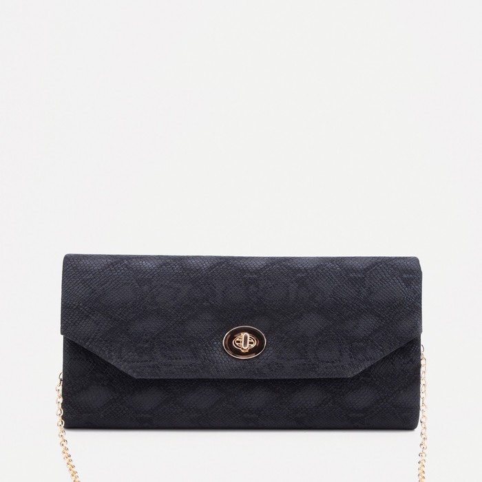 Сумка-клатч, отдел на клапане, цвет черный - Фото 1