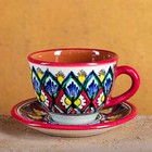 Чайная пара Риштанская Керамика "Цветы", 250 мл, красная - Фото 1