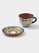 Чайная пара Риштанская Керамика «Цветы», 2 предмета: чашка 200 мл, блюдце, синяя - Фото 2