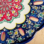 Фруктовница Риштанская Керамика "Цветы", 33 см, синяя - фото 4337757