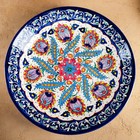 Ляган Риштанская Керамика "Цветы", 42 см, синий - фото 4337776
