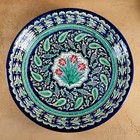Ляган Риштанская Керамика "Цветы", 42 см, синий - фото 4337778