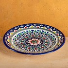 Тарелка Риштанская Керамика "Цветы",  23 см, синий - фото 1034038
