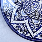 Ляган Риштанская Керамика "Цветы", 42 см, синий - Фото 3