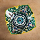 Фруктовница узбекская Риштанская Керамика «Узоры», 24×24×8 см, жёлтая - Фото 2