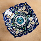Фруктовница узбекская Риштанская Керамика «Узоры», 24.5×24.5×7 см, синяя - Фото 5
