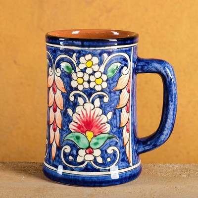 Кружка Риштанская Керамика "Цветы", 500 мл, синий