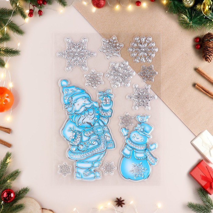 Наклейки на окна "Новогодние" Дед Мороз, 38 х 22 см - Фото 1