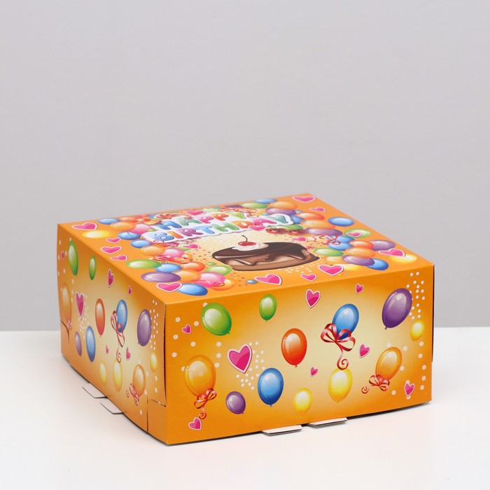 Коробка для торта "Happy Birthday", 24 х 24 х 12 см, 1,5 кг - Фото 1