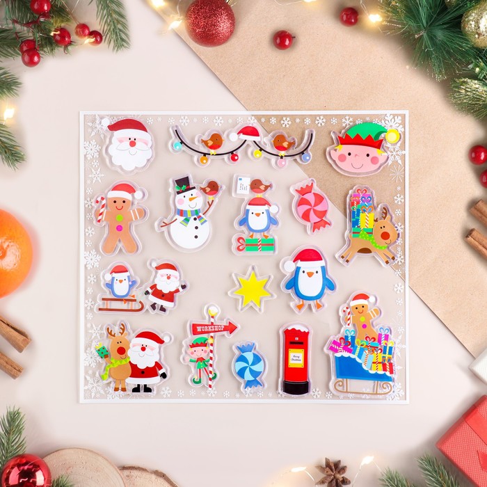 Наклейки на окна Новогоднее ассорти-5, 30 х 25 см