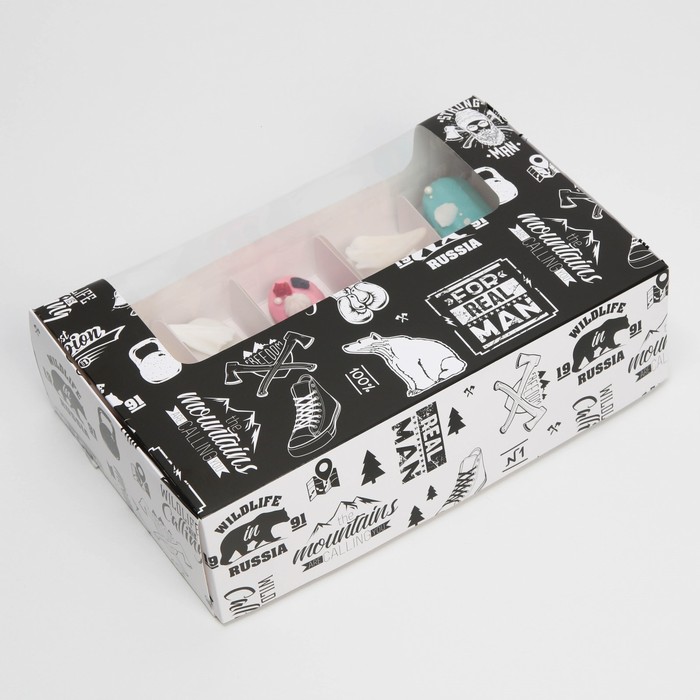 Коробка для эклеров с вкладышами, кондитерская упаковка «MАN PATTERN», 25,2 х 15 х 7 см - фото 1905880095