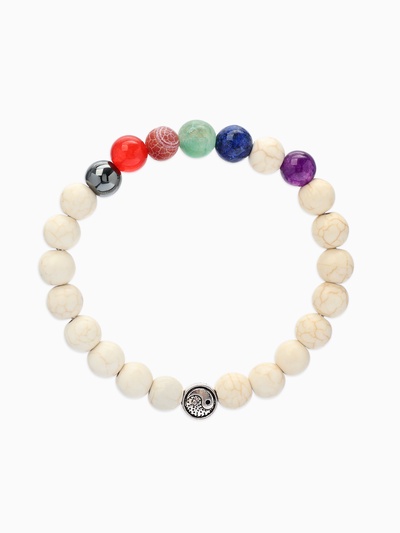 Браслет чакровый «Планеты», инь-ян, цветной с чернёным серебром, d=7 см