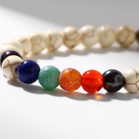 Браслет чакровый «Планеты» инь-ян, цветной с чернёным серебром, d=7 см  (артикул 7091619)  большой выбор товаров оптом и в розницу по низким ценам с доставкой