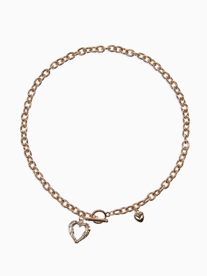 Кулон «Цепь», сердце из коры, цвет золото, 46 см - Фото 1