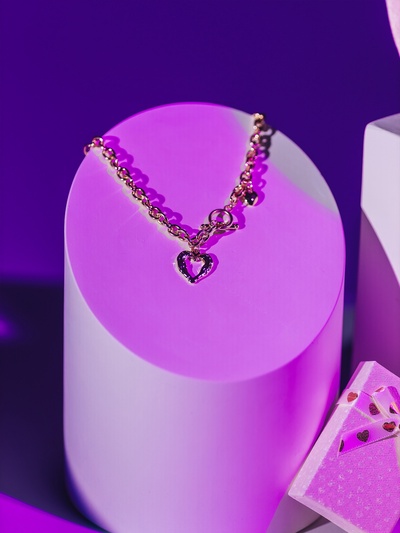 Кулон «Цепь» сердце из коры, цвет золото, 46 см