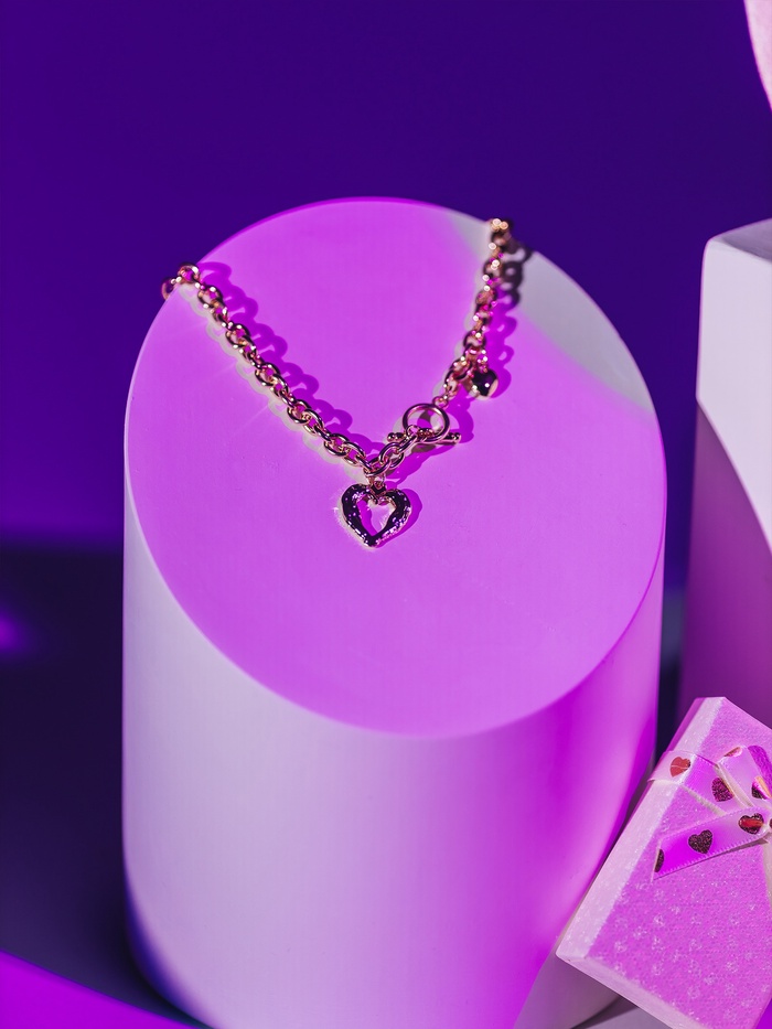 Кулон «Цепь» сердце из коры, цвет золото, 46 см - Фото 1