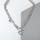 Колье «Цепь» сердце из коры, цвет серебро, 46 см - Фото 1