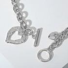 Колье «Цепь» сердце из коры, цвет серебро, 46 см - Фото 2