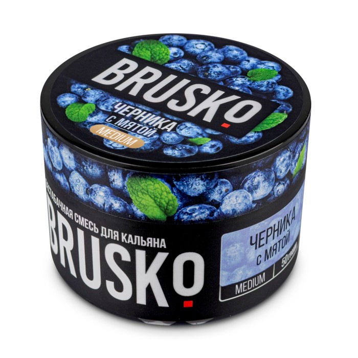 

Бестабачная никотиновая смесь для кальяна Brusko "Черника с мятой", 50 г, medium