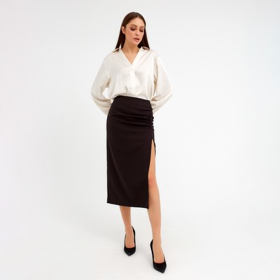 Юбка миди со сборкой женская MIST: Classic Collection, размер 42, чёрная