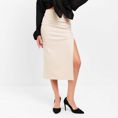 Юбка миди со сборкой женская MIST: Classic Collection, размер 46, бежевая