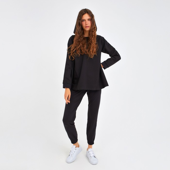 Костюм женский (толстовка, брюки) MINAKU: Home comfort, размер 46, чёрный