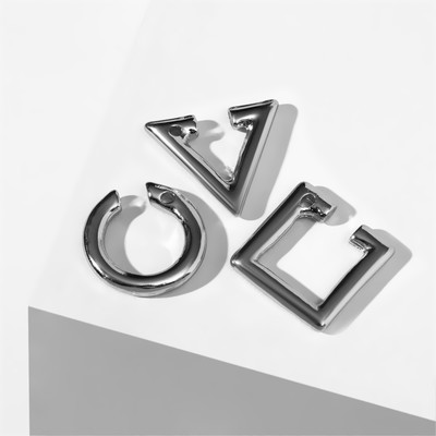 Набор серьги и кафф «Игра», цвет серебро