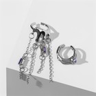 Каффы подвеска и серьга «Настроение», цвет фиолетовый в серебре - фото 11041301