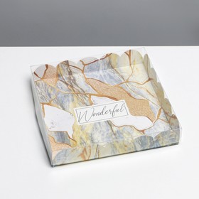 Коробка для печенья, кондитерская упаковка с PVC крышкой, «Камень», 18 х 18 х 3 см