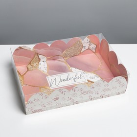 Коробка для кондитерских изделий с PVC крышкой «Камень», 20 × 30 × 8 см